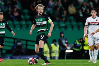Morten Hjulmand, UEFA Şampiyonlar Ligi maçında Sporting CP ve Bologna FC takımları arasında görüldü (Maciej Rogowski)