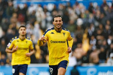 Joao Carvalho, Liga Portekiz maçında GD Estoril Praia ve Vitoria SC takımları arasında attığı gol sonrasında Estadio Antonio Coimbra da Mota 'da (Maciej Rogowski)