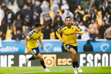 Joao Carvalho, Liga Portekiz maçında GD Estoril Praia ve Vitoria SC takımları arasında attığı gol sonrasında Estadio Antonio Coimbra da Mota 'da (Maciej Rogowski)