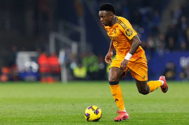 Vinicius Junior, LaLiga EASPORTS maçı sırasında RCD Espanyol de Barcelona ve Real Madrid FC takımları arasında RCDE Stadyumu 'nda (Maciej Rogowski)