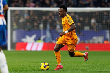 Vinicius Junior, LaLiga EASPORTS maçı sırasında RCD Espanyol de Barcelona ve Real Madrid FC takımları arasında RCDE Stadyumu 'nda (Maciej Rogowski)