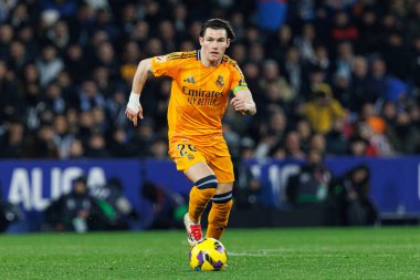 Fran Garcia, LaLiga EASPORTS maçı sırasında RCD Espanyol de Barcelona ve Real Madrid FC takımları arasında RCDE Stadyumu 'nda görüldü (Maciej Rogowski)