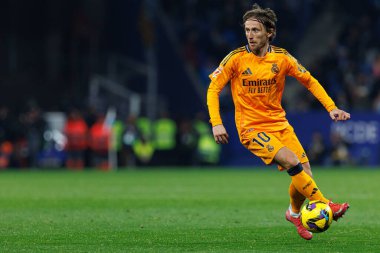 Luka Modriç LaLiga EASPORTS maçı sırasında RCD Espanyol de Barcelona ve Real Madrid FC takımları arasında RCDE Stadyumu 'nda (Maciej Rogowski)