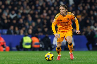 Luka Modriç LaLiga EASPORTS maçı sırasında RCD Espanyol de Barcelona ve Real Madrid FC takımları arasında RCDE Stadyumu 'nda (Maciej Rogowski)