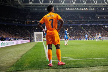 Vinicius Junior, LaLiga EASPORTS maçı sırasında RCD Espanyol de Barcelona ve Real Madrid FC takımları arasında RCDE Stadyumu 'nda (Maciej Rogowski)