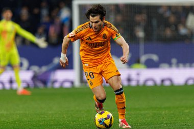 Fran Garcia, LaLiga EASPORTS maçı sırasında RCD Espanyol de Barcelona ve Real Madrid FC takımları arasında RCDE Stadyumu 'nda görüldü (Maciej Rogowski)