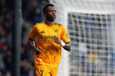 Vinicius Junior, LaLiga EASPORTS maçı sırasında RCD Espanyol de Barcelona ve Real Madrid FC takımları arasında RCDE Stadyumu 'nda (Maciej Rogowski)