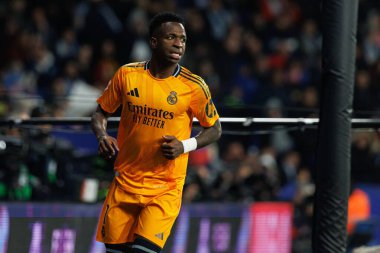 Vinicius Junior, LaLiga EASPORTS maçı sırasında RCD Espanyol de Barcelona ve Real Madrid FC takımları arasında RCDE Stadyumu 'nda (Maciej Rogowski)