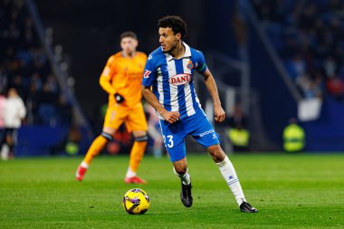 Ömer El Hilali, LaLiga EASPORTS maçı sırasında RCD Espanyol de Barcelona ve Real Madrid FC takımları arasında RCDE Stadyumu 'nda (Maciej Rogowski)