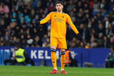 Federico Valverde, LaLiga EASPORTS maçı sırasında RCD Espanyol de Barcelona ve Real Madrid FC takımları arasında RCDE Stadyumu 'nda (Maciej Rogowski)