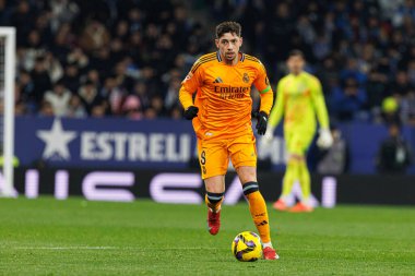Federico Valverde, LaLiga EASPORTS maçı sırasında RCD Espanyol de Barcelona ve Real Madrid FC takımları arasında RCDE Stadyumu 'nda (Maciej Rogowski)