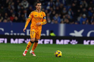 Lucas Vazquez, LaLiga EASPORTS maçı sırasında RCD Espanyol de Barcelona ve Real Madrid FC takımları arasında RCDE Stadyumu 'nda (Maciej Rogowski)