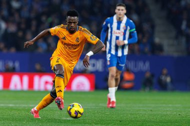 Vinicius Junior, LaLiga EASPORTS maçı sırasında RCD Espanyol de Barcelona ve Real Madrid FC takımları arasında RCDE Stadyumu 'nda (Maciej Rogowski)