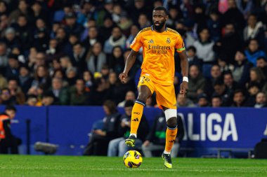 Antonio Rudiger, LaLiga EASPORTS maçı sırasında RCD Espanyol de Barcelona ve Real Madrid FC takımları arasında RCDE Stadyumu 'nda (Maciej Rogowski)