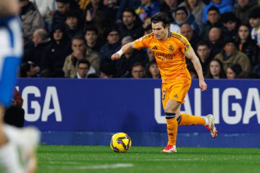 Fran Garcia, LaLiga EASPORTS maçı sırasında RCD Espanyol de Barcelona ve Real Madrid FC takımları arasında RCDE Stadyumu 'nda görüldü (Maciej Rogowski)