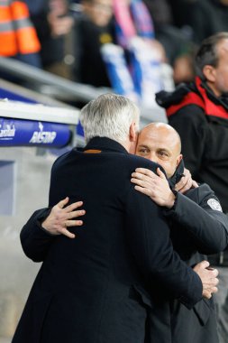 Carlo Ancelotti ve Manolo Gonzalez, LaLiga EASPORTS maçında RCD Espanyol de Barcelona ve Real Madrid FC takımları arasında RCDE Stadyumu 'nda (Maciej Rogowski)