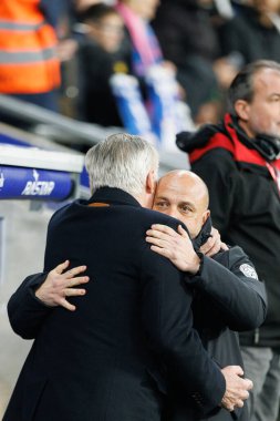 Carlo Ancelotti ve Manolo Gonzalez, LaLiga EASPORTS maçında RCD Espanyol de Barcelona ve Real Madrid FC takımları arasında RCDE Stadyumu 'nda (Maciej Rogowski)