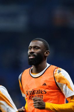 Antonio Rudiger, LaLiga EASPORTS maçı sırasında RCD Espanyol de Barcelona ve Real Madrid FC takımları arasında RCDE Stadyumu 'nda (Maciej Rogowski)