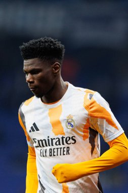 Aurelien Tchouameni, LaLiga EASPORTS maçı sırasında RCD Espanyol de Barcelona ve Real Madrid FC takımları arasında RCDE Stadyumu 'nda (Maciej Rogowski)