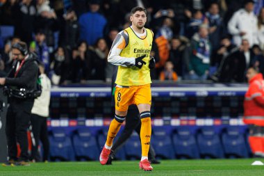 Federico Valverde, LaLiga EASPORTS maçı sırasında RCD Espanyol de Barcelona ve Real Madrid FC takımları arasında RCDE Stadyumu 'nda (Maciej Rogowski)