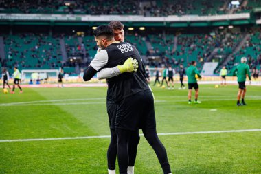 Franco Israel ve Rui Silva Liga Portekiz maçı sırasında Estadio Jose Alvalade 'de (Maciej Rogowski) Sporting CP ve SC Farense takımları arasında görüldü.)