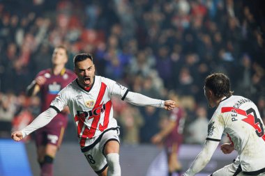 Alvaro Garcia Rivera, Rayo Vallecano ve Real Valladolid CF takımları arasında LaLiga EA SPORTS maçında attığı gol sonrasında Estadio de Vallecas 'ta (Maciej Rogowski)