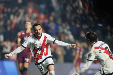 Alvaro Garcia Rivera, Rayo Vallecano ve Real Valladolid CF takımları arasında LaLiga EA SPORTS maçında attığı gol sonrasında Estadio de Vallecas 'ta (Maciej Rogowski)