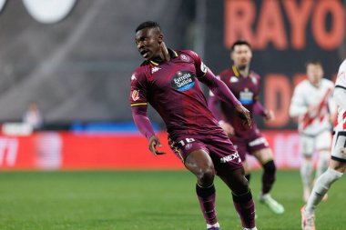 Joseph Aidoo, Estadio de Vallecas 'ta Rayo Vallecano ve Real Valladolid CF takımları arasında LaLiga EA SPORTS maçı sırasında görüldü (Maciej Rogowski)