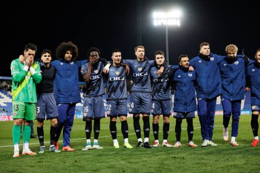 Rayo 'nun oyuncuları, Estadio Municipal de Butarque' da (Maciej Rogowski) CD Leganes ve Rayo Vallecano takımları arasında oynanan LaLiga EA SPORTS maçında kutlama yaparken görüldü.)