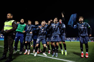 Players of Rayo seen celebrating during LaLiga EA SPORTS game between teams of CD Leganes and Rayo Vallecano at Estadio Municipal de Butarque (Maciej Rogowski) clipart