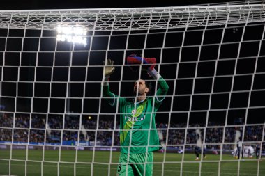 Augusto Batalla, LaLiga EA SPORTS maçı sırasında Estadio Municipal de Butarque 'da CD Leganes ve Rayo Vallecano takımları arasında görüldü (Maciej Rogowski)