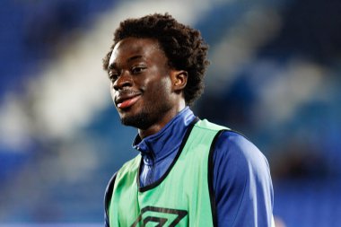 Abdul Mumin Süleyman, LaLiga EA SPORTS maçı sırasında Estadio Municipal de Butarque 'da CD Leganes ve Rayo Vallecano takımları arasında görüldü (Maciej Rogowski)