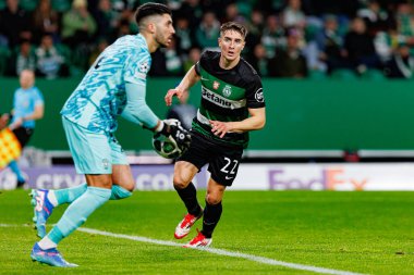 Rui Silva and Ivan Fresneda seen during UEFA Champions League game between teams of Sporting CP and Borussia Dortmund (Maciej Rogowski) clipart