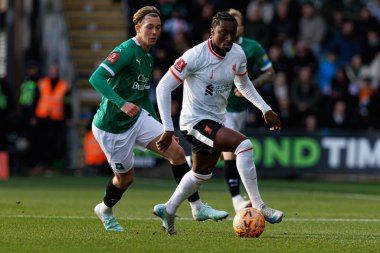 Callum Wright ve Isaac Mabaya FA Cup 4. Raundda Plymouth Argyle FC ve Liverpool FC takımları arasında Home Park Stadyumu 'nda (Maciej Rogowski)
