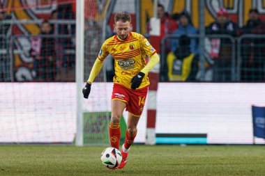 Jaroslaw Kubicki PKO BP Ekstraklasa maçında Krakovia ve Jagiellonia Bialystok takımları arasında Stadion Cracovii im 'de görüldü. Jozefa Pilsudskiego (Maciej Rogowski)