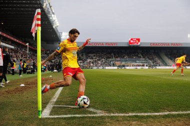 Darko Churlinov PKO BP Ekstraklasa maçında Krakovia ve Jagiellonia Bialystok takımları arasında Stadion Cracovii im 'de görüldü. Jozefa Pilsudskiego (Maciej Rogowski)