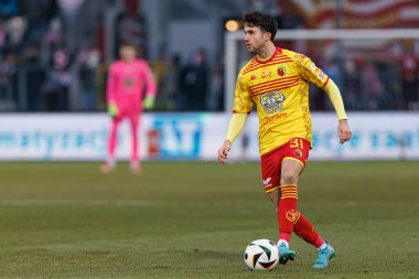 Leon Flach PKO BP Ekstraklasa maçında Krakovia ve Jagiellonia Bialystok takımları arasında Stadion Cracovii im 'de görüldü. Jozefa Pilsudskiego (Maciej Rogowski)