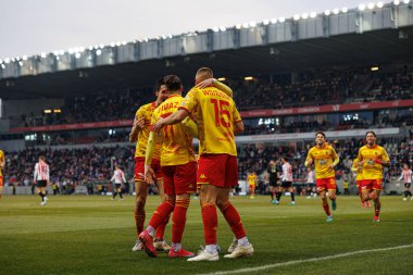 Jagiellonia 'nın oyuncuları PKO BP Ekstraklasa maçında Krakovia ve Jagiellonia Bialystok takımları arasında Stadion Cracovii im' de gol attıktan sonra kutlama yaparken görüldü. Jozefa Pilsudskiego (Maciej Rogowski)