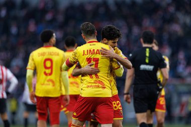 Jesus Imaz ve Tomas Silva, KKS Cracovia ve Jagiellonia Bialystok takımları arasında oynanan PKO BP Ekstraklasa maçında gol attıktan sonra Stadion Cracovii im 'de kutlama yaparken görüldü. Jozefa Pilsudskiego (Maciej Rogowski)