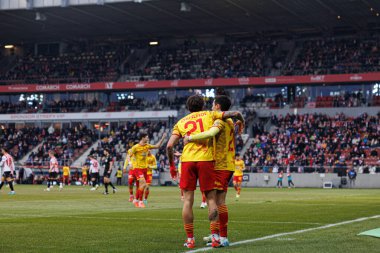 Darko Churlinov ve Miguel Miki Villar, Stadion Cracovii im 'de KS Krakovia ve Jagiellonia Bialystok takımları arasında oynanan PKO BP Ekstraklasa maçında gol attıktan sonra kutlama yaparken görüldüler. Jozefa Pilsudskiego (Maciej Rogowski)