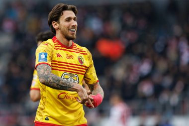 Darko Churlinov, PKO BP Ekstraklasa maçında Stadion Cracovii im 'deki KS Cracovia ve Jagiellonia Bialystok takımları arasında attığı golü kutlarken görüldü. Jozefa Pilsudskiego (Maciej Rogowski)