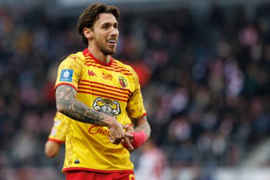 Darko Churlinov, PKO BP Ekstraklasa maçında Stadion Cracovii im 'deki KS Cracovia ve Jagiellonia Bialystok takımları arasında attığı golü kutlarken görüldü. Jozefa Pilsudskiego (Maciej Rogowski)