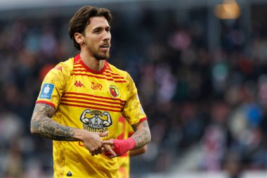 Darko Churlinov, PKO BP Ekstraklasa maçında Stadion Cracovii im 'deki KS Cracovia ve Jagiellonia Bialystok takımları arasında attığı golü kutlarken görüldü. Jozefa Pilsudskiego (Maciej Rogowski)