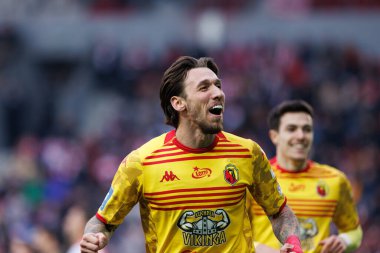 Darko Churlinov, PKO BP Ekstraklasa maçında Stadion Cracovii im 'deki KS Cracovia ve Jagiellonia Bialystok takımları arasında attığı golü kutlarken görüldü. Jozefa Pilsudskiego (Maciej Rogowski)