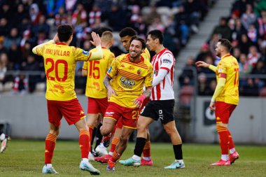 Darko Churlinov, PKO BP Ekstraklasa maçında Stadion Cracovii im 'deki KS Cracovia ve Jagiellonia Bialystok takımları arasında attığı golü kutlarken görüldü. Jozefa Pilsudskiego (Maciej Rogowski)