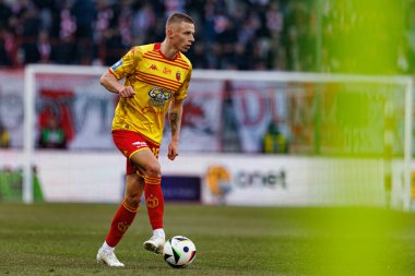 Norbert Wojtuszek, PKO BP Ekstraklasa maçında Krakovia ve Jagiellonia Bialystok takımları arasında Stadion Cracovii im 'de görüldü. Jozefa Pilsudskiego (Maciej Rogowski)