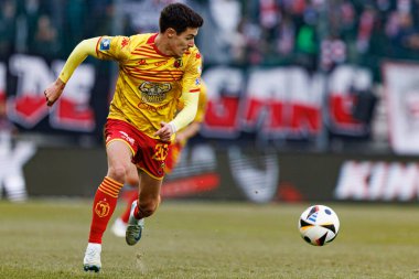 Miguel Miki Villar PKO BP Ekstraklasa maçında Krakovia ve Jagiellonia Bialystok takımları arasında Stadion Cracovii im 'de görüldü. Jozefa Pilsudskiego (Maciej Rogowski)
