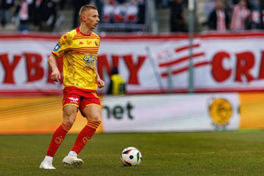 Norbert Wojtuszek, PKO BP Ekstraklasa maçında Krakovia ve Jagiellonia Bialystok takımları arasında Stadion Cracovii im 'de görüldü. Jozefa Pilsudskiego (Maciej Rogowski)