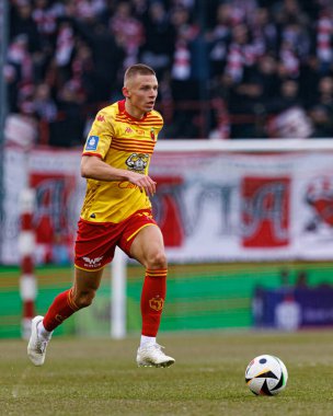 Norbert Wojtuszek, PKO BP Ekstraklasa maçında Krakovia ve Jagiellonia Bialystok takımları arasında Stadion Cracovii im 'de görüldü. Jozefa Pilsudskiego (Maciej Rogowski)