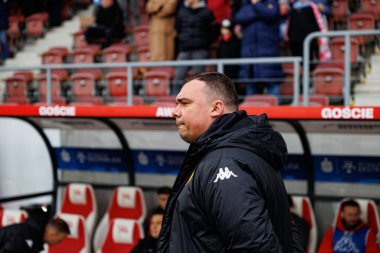 Adrian Siemieniec PKO BP Ekstraklasa maçında Krakovia ve Jagiellonia Bialystok takımları arasında Stadion Cracovii im 'de görüldü. Jozefa Pilsudskiego (Maciej Rogowski)